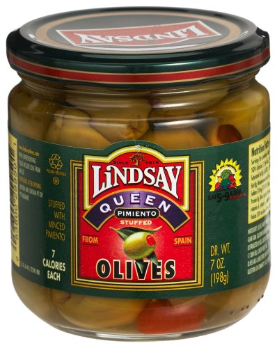 Lindsay Olive Pimiento Stuffed Queen Olives, 7-Ounce Glass Jars (Pack of 12) by Lindsay Olive
