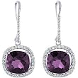 14K White Gold Amethyst and Diamond Earrings