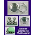 12 St�ck Aluminiumdose mit Klarsichtdeckel, Durchmesser 48 mm, Aluminium-Dose Aludose Alu-Dose Metalldose Dosenset Aufbewahrungsdose Gew�rzdose Vorratsdose Aludosen