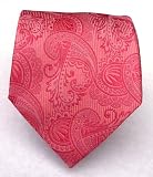 100% Silk Woven Coral Paisley Tie