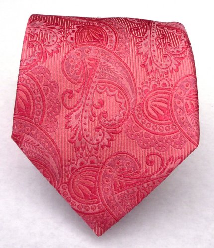 100% Silk Woven Coral Paisley Tie