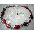 Sterling Silver Smoky Topaz/Carnelian/Murano Glass Necklace - 16 Inch