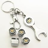 Cadillac Black Tire Valve Caps with Wrench Keychain