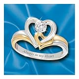51imKlSagxL. SL160  Always In My Heart Engraved Heart Shaped Diamond Ring: Romantic Jewelry Gift For Her