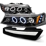 Honda Accord Lx Ex Black Led Halo Projector Headlights, Black Grille