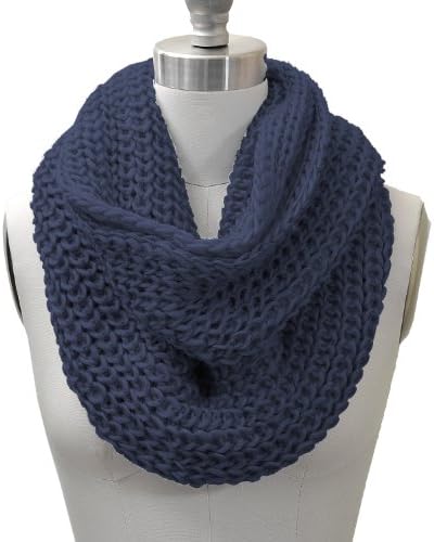 Women's Chunky Knit Infinity Scarf Navy Color