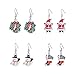 Zhenhui Colorful Christmas Dangle Earrings Set for Women Girls with Red Wreath Santa Claus Stockings White Snowman Xmas Missing Hat Snowflake Jingle Bells Thanksgiving Themed Gift