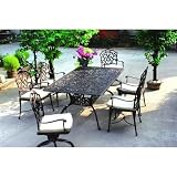 Darlee Catalina Cast Aluminum Outdoor Patio Dining Set With Cushions - 74 Inch Rectangular - Antique Bronze