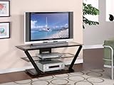 Powell Matte Black 48-Inch TV Stand with Clear Glass