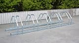 Floor Wall Mounted Galvanised Bike Cycle Rack Holder Storage Stand Stores Up to 5 Bikes 134cm (W) X 33cm (D) x 25.5cm (H) Round Tube DIA 16 x 1.2mm Square Tube 30mm x 30mm x 2mm