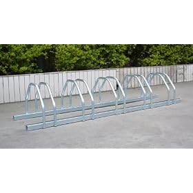Floor Wall Mounted Galvanised Bike Cycle Rack Holder Storage Stand Stores Up to 5 Bikes 134cm (W) X 33cm (D) x 25.5cm (H) Round Tube DIA 16 x 1.2mm Square Tube 30mm x 30mm x 2mm