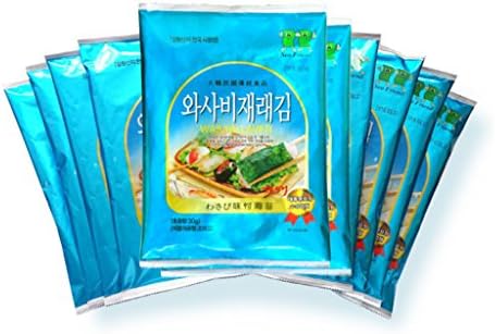 [YOUNGSHIN FOOD] Korean Seasoned Laver Pack of 10 - 6 Type (Wasabi Seasoned Laver)