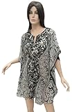 IMAGE OF Eye Catching Leaf Printed Sheer Chiffon Tube Kaftan Caftan Beach Cover up Tunic XMas Christmas Gift