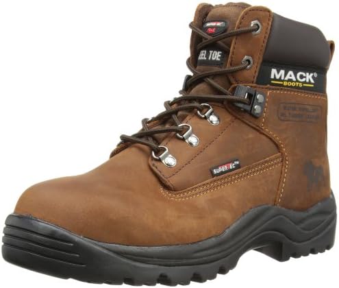 Rugged Safety RMKBULLDOG-HHF110 Mack Bulldog Men's Lace-Up Safety Boots, Leather, Steel Toe, 6", Size 11, Honey Tan