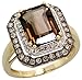 14 Karat Gold Grosser Steinen Ring, mit 0.55 Karat Brilliantschliff Diamanten & 3.45 Karat 10x8mm Smaragdschliff Rauch Topas Stein, (16mm) breit