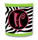 Koozie Pink Zebra Monogram H