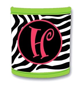 Koozie Pink Zebra Monogram H