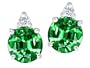 3.04 cttw Aaa Simulated Emerald And Genuine Diamond Earring Studs in 14 kt White Gold