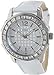 GUESS Womens White Croco Grain Leather Strap Watch U0019L1 Silver/Silver/White