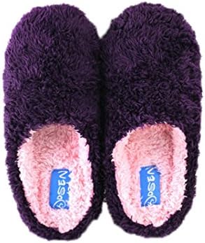 Women's Solid Simple Plush Non-Slip Soft Light House Slippers (Purple, 25.5cm(37-38))
