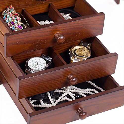 Extra Large Wooden Jewelry Box / Jewel Case Armoire Ring