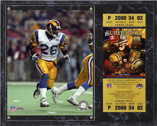 Marshal Faulk Sublimated 12x15 Plaque | Details: St. Louis Rams, Super Bowl XXXIV, with Replica ticket
