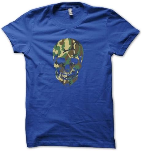Military SKULL Special Ops Camouflage camo JUNIORS BABYDOLL T-SHIRT Royal M