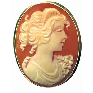 Master Carved Italian Carnelian Conch Shell 14k Gold Cameo Pin Pendant by