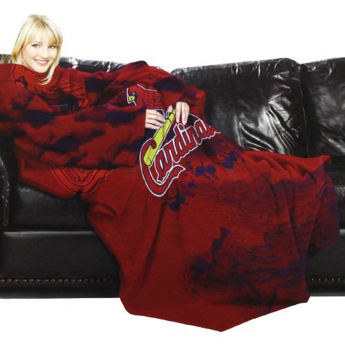 MLB St Louis Cardinals Adult Comfy Throw, Officially Licensed Blanket with Sleeves by Northwest 
