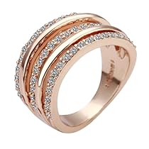 Wholesale Fashion Jewellery Women Rose Gold Rhinestone Crystal Ring Size 8