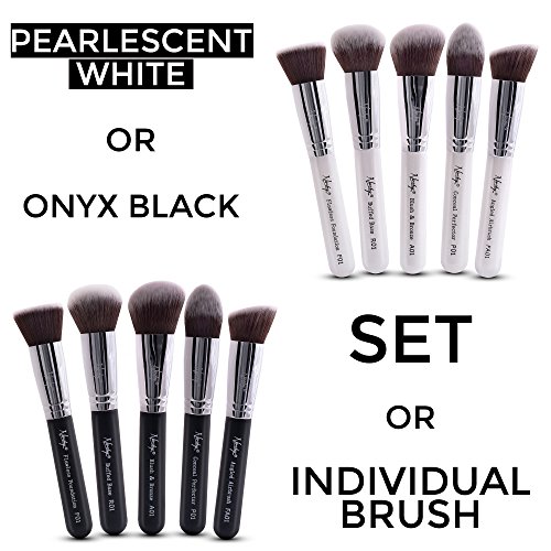 Nanshy Luxury Makeup Face Brush Set, Professional Quality Brushes for Your Face, Ideal for Cream, Liquid, Powder, Concealer, Foundation, Bronzer, Blush, Highlighter, And Tinted Moisturizer Use, Primer Buffs and Blends Very Well, Easy Application of Mineral, Soft and Dense Synthetic Bristles, Thick Handles with Pearl-coat, And Creates Amazing Velvety Finish.
