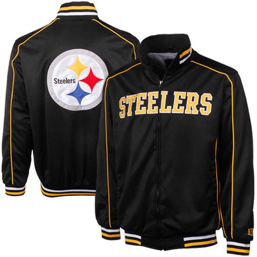 NFL Men's Pittsburgh Steelers Team Color Full Zip Track Jacket (Black, Large)