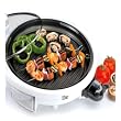Maxi-Matic EMG-980W Elite Gourmet 14-Inch Round Health Grill with Non-Stick and Glass Lid, White