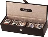 COFFRET DE PRÉSENTATION NOIR POUR 5 MONTRES EN CUIR VÉRITABLE DE LEATHERSMITH, LONDRES
