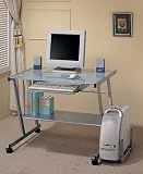 Computer workstation desk with slide out keyboard tray