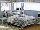 IMAGE OF Boys Teen Quiksilver Plaid Gray Blue Duvet Cover Set