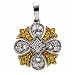 0.25 Ct.T.W. Round Brilliant Cut White and Natural Yellow Diamonds, 14K Two Tone Gold. Two Tone Traditional Style White & Natural Fancy Yellow Diamond Pendant