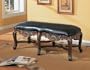 Hand carved wood traditional bench with gold accents and vinyl seat top