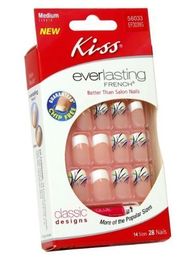 Kiss Nails Everlasting French Nail Kit Medium Chip Free # EFD03WG 56033