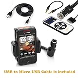 Esky Wireless FM Transmitter hands-free Car Charger Holder Car Mount For ANDROID Phones - HTC Motorola Samsung + USB to Micro USB cable + Remote Control