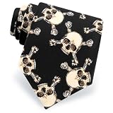 Skull and Crossbones by Wild Ties black polyester extra long ties