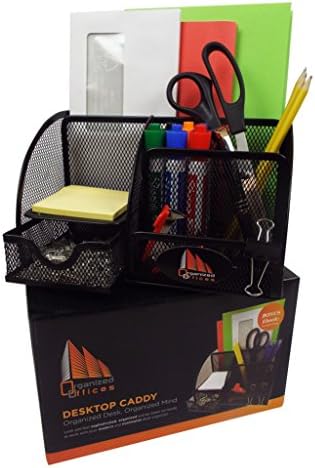 Organized Offices Desk Organizer Caddy with See-through Black Mesh