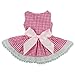 Fitwarm Casual Pink Plaid Ribbon Pet Clothes Dog Dress Lace Shirts Apparel, X-small
