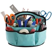Find It Supply Caddy, 8.75 x 12 Inches, Canvas, 6 Pockets, 6 Compartments, 10 Storage Loops, Teal (FT07202)