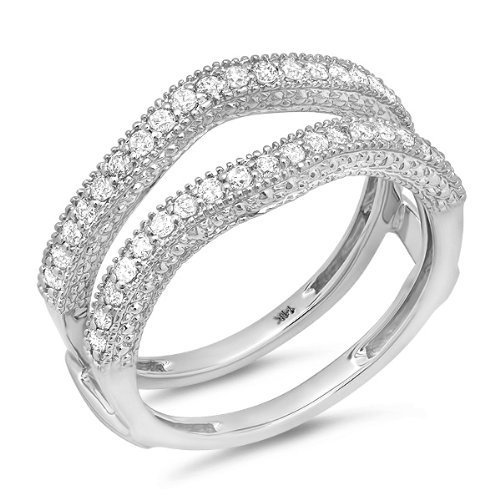 0.45 Carat (ctw) 14k White Gold Round Diamond Ladies Anniversary Wedding Band Millgrain Guard Double Ring 1/2... 0.45 Carat (ctw) 14k White Gold Round Diamond Ladies Anniversary Wedding Band Millgrain Guard Double Ring 1/2...