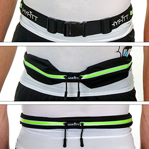 HYFiTT Running Belt Waist Pack Fanny Pack - Sleek Design with 2 Large Expandable Pockets Reflective Material - 100% Water Resistant - Best for iphone 5 5s 6 6s 6 plus and Android Smartphones (Green)