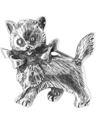 Sterling Silver Cute Kitty Cat 28mm x 27mm Pin