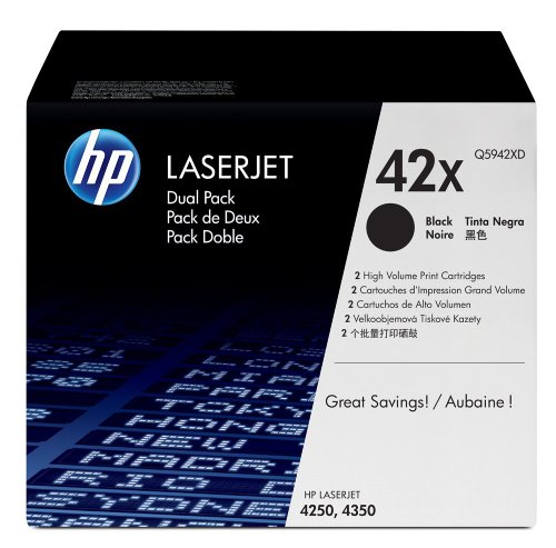 HP Q5942XD LaserJet 42X Print Cartridge - Retail Packaging - Dual Pack - Black On Sale