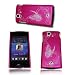 Handycop� Hardcase Case H�lle Tasche GRAVUR PINK SCHMETTERLING f�r SONY ERICSSON Xperia RAY - Butterfly Backcover