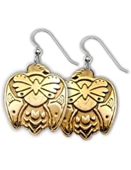 14K Yellow Gold Western Range Eagle Earrings. Made in USA.
